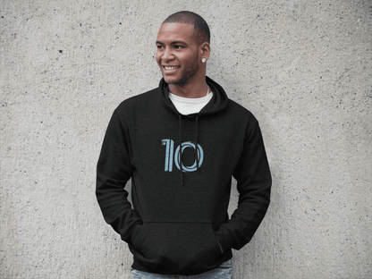 Back Four Mens Hoodie - Inter Miami / Argentina / Leo Mashup - Distressed Edition Hoodie