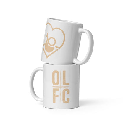 Back Four OLFC Cross/Peacock Heart Mug - White T-Shirt