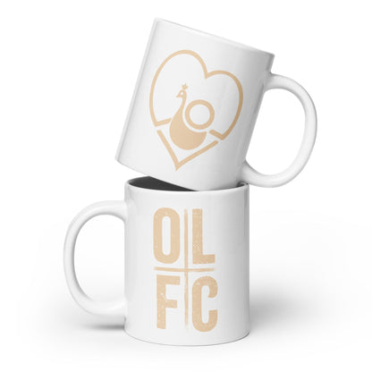 Back Four OLFC Cross/Peacock Heart Mug - White T-Shirt